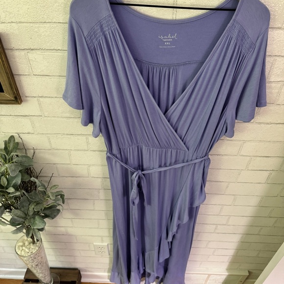ISABEL Maternity Lilac Faux Wrap Short Sleeve Maxi Dress - Picture 4 of 10